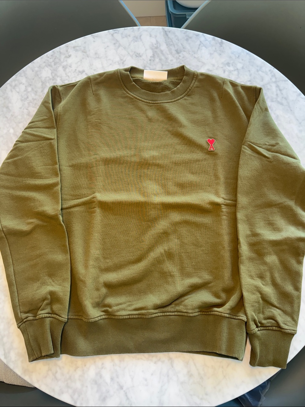 AMI PARIS Casual Long Sleeve Sweatshirt Olive Green
